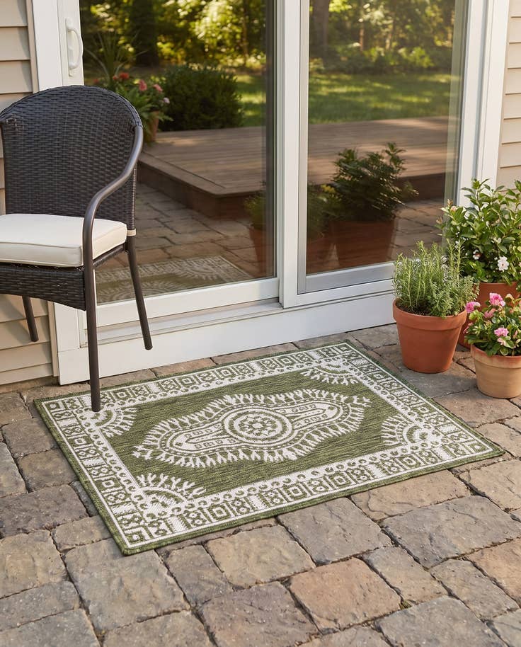 Detail image of 2' x 3' Easy-Clean Traditional Indoor / Outdoor Rug