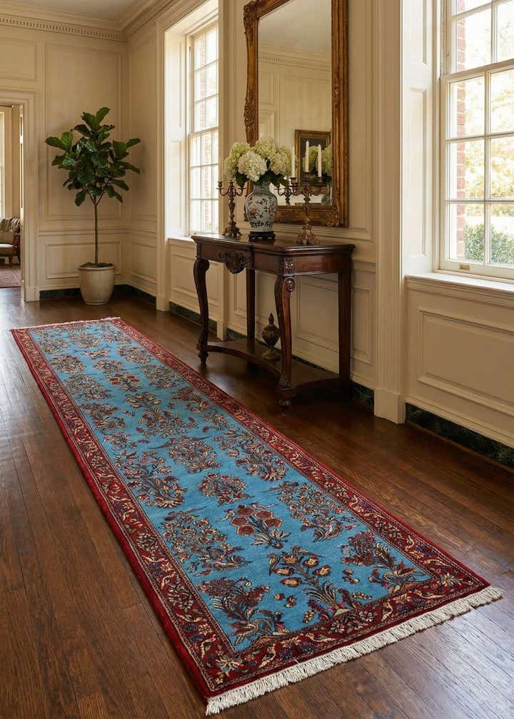 2' 7 x 13' 11 Hand Knotted Qom Persian Runner Rug