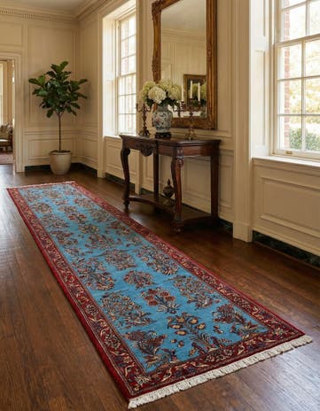 2' 7 x 13' 11 Hand Knotted Qom Persian Runner Rug