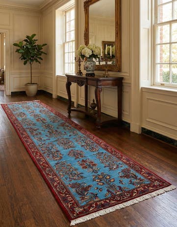 2' 7 x 13' 11 Hand Knotted Qom Persian Runner Rug