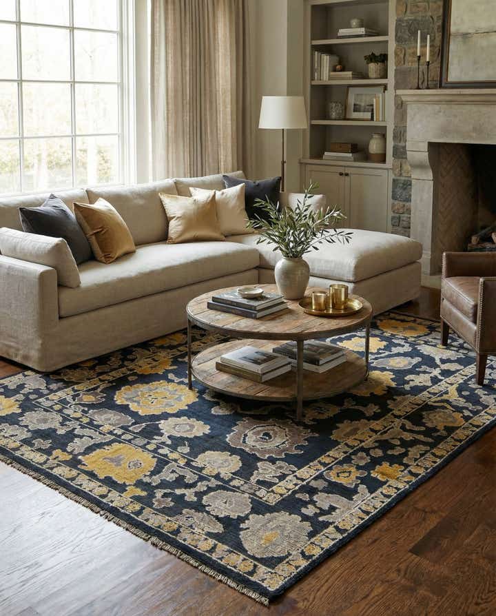 9' x 12' 6 Hand Knotted Oushak Wool Rug