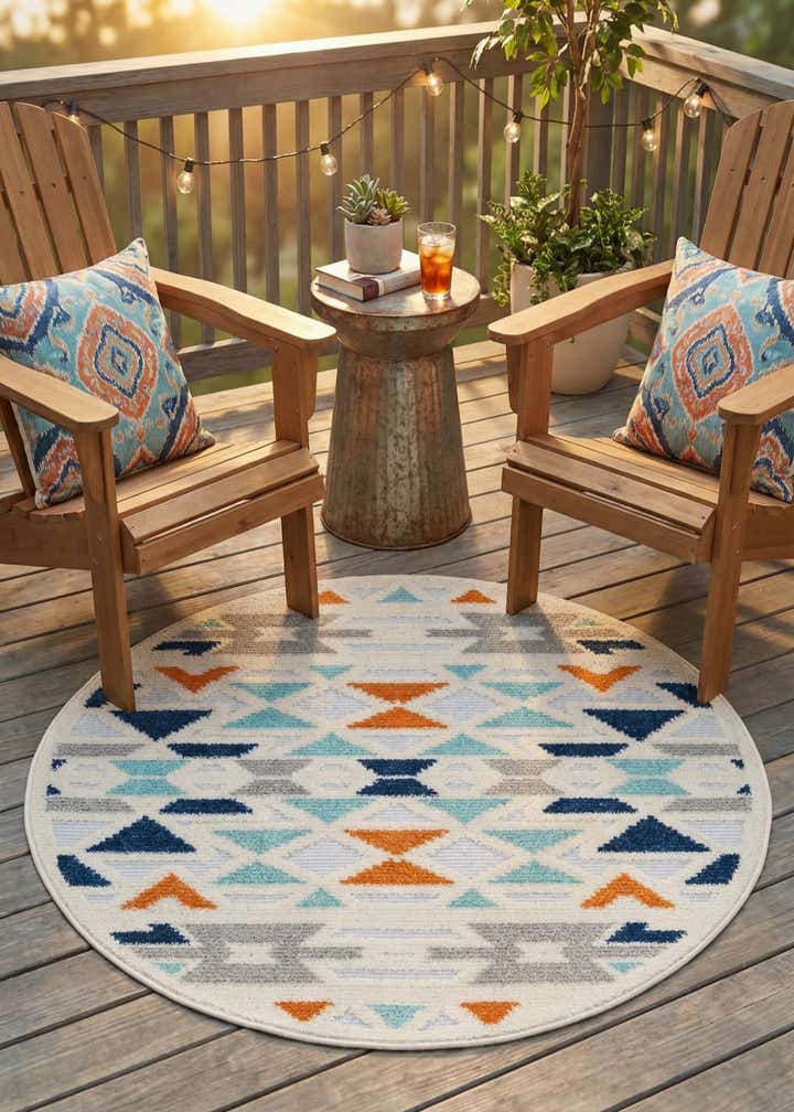 3' 3 x 3' 3 Easy-Clean Aruba Indoor / Outdoor Round Rug