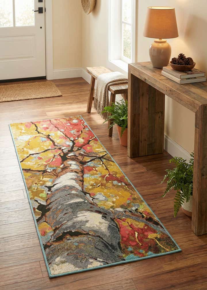 2' x 5' 1 Easy-Clean Botanical Indoor / Outdoor Runner Rug