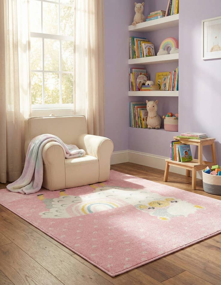 Detail image of 4' x 6' Llama Whimsy Kids Rug