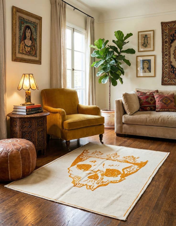 Detail image of 4' 3 x 5' 8  Hand Woven Kilim Suzani Wool Rug