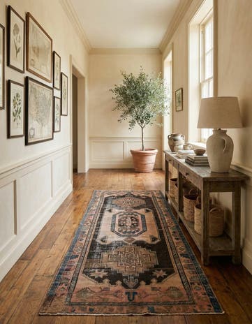 4' 5 x 10' 6 Hand Knotted Ultra Vintage Persian Wool Runner Rug