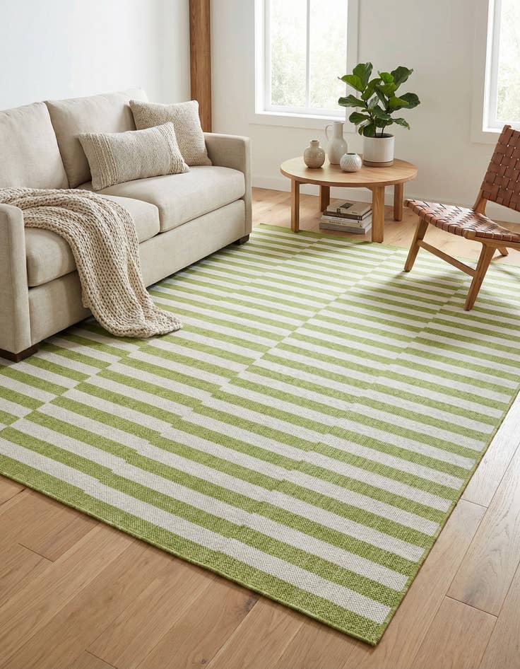 Detail image of 7' 10 x 11'  Washable Striped Indoor / Outdoor Rug