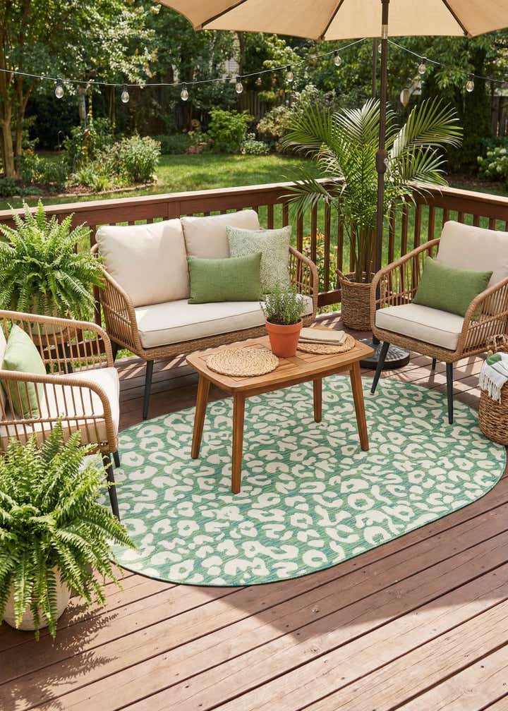5' 3 x 8' Easy-Clean Safari Indoor / Outdoor Oval Rug