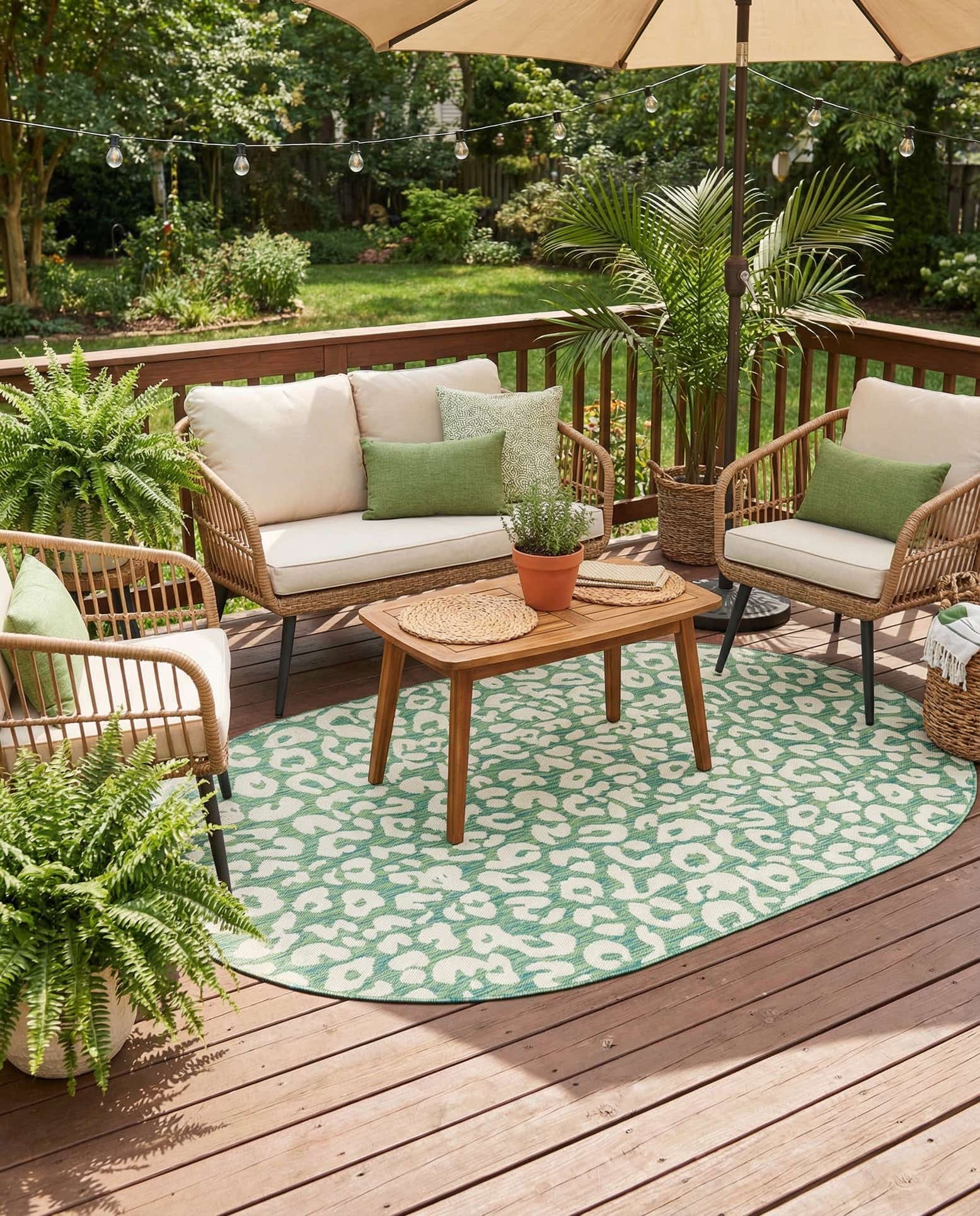 5' 3 x 8' Easy-Clean Safari Indoor / Outdoor Oval Rug