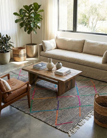 4' 9 x 7' 7 Hand Knotted Moroccan Wool Rug