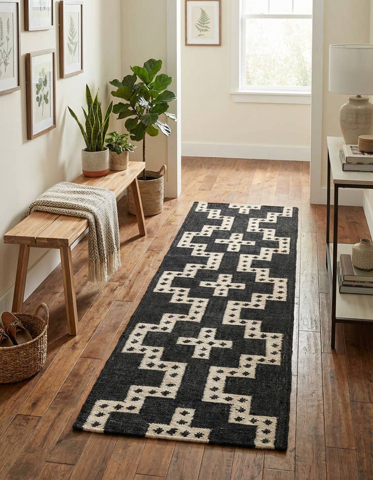 Detail image of  2' x 8'  Hand Woven Kilim Wool Runner Rug