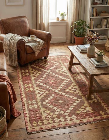 3' 4 x 6' 1 Hand Woven Kilim Maymana Wool Rug