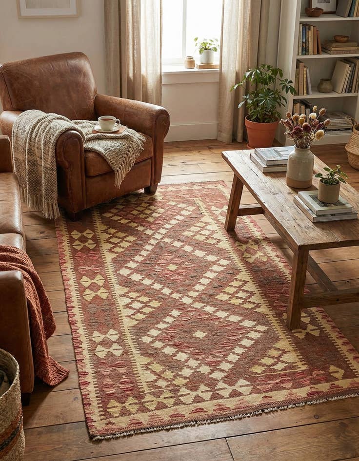 Detail image of  3' 4 x 6' 1  Hand Woven Kilim Maymana Wool Rug