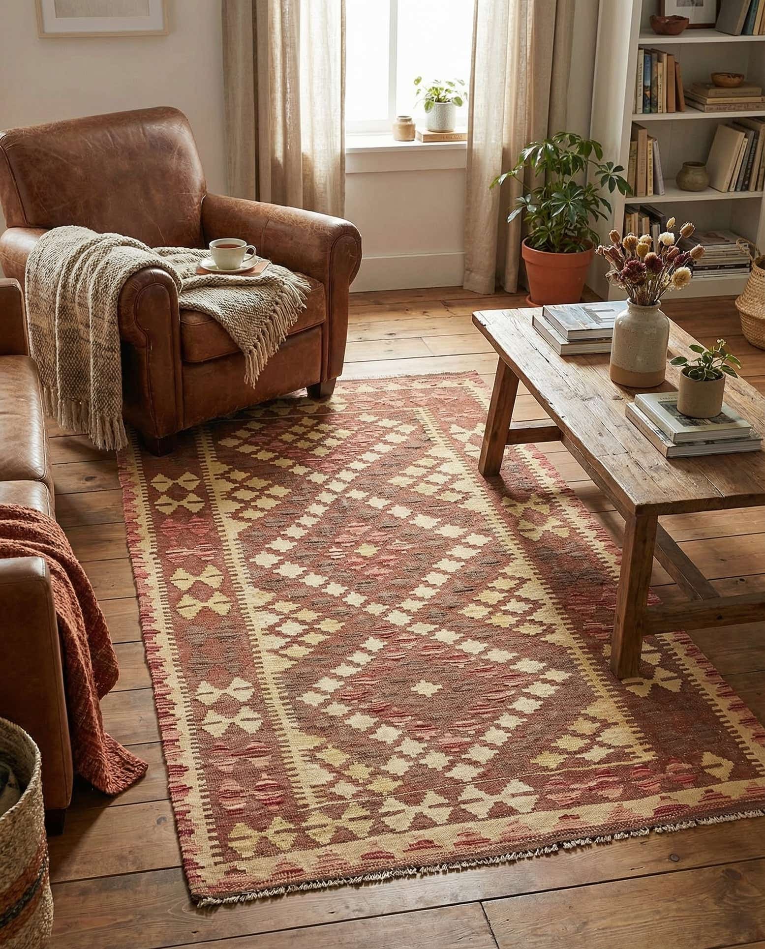 3' 4 x 6' 1 Hand Woven Kilim Maymana Wool Rug