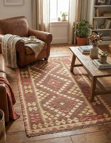 3' 4 x 6' 1 Hand Woven Kilim Maymana Wool Rug