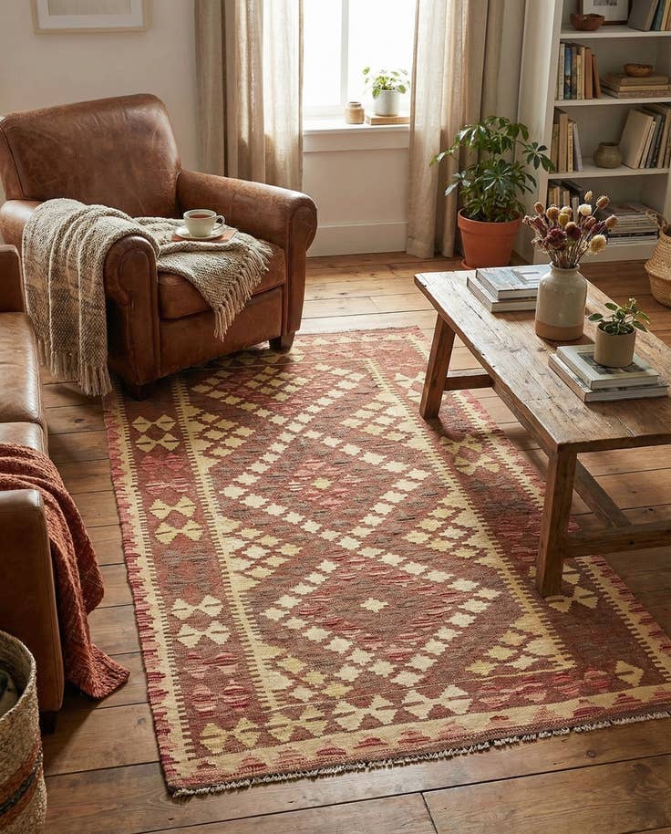Detail image of 3' 4 x 6' 1 Hand Woven Kilim Maymana Wool Rug