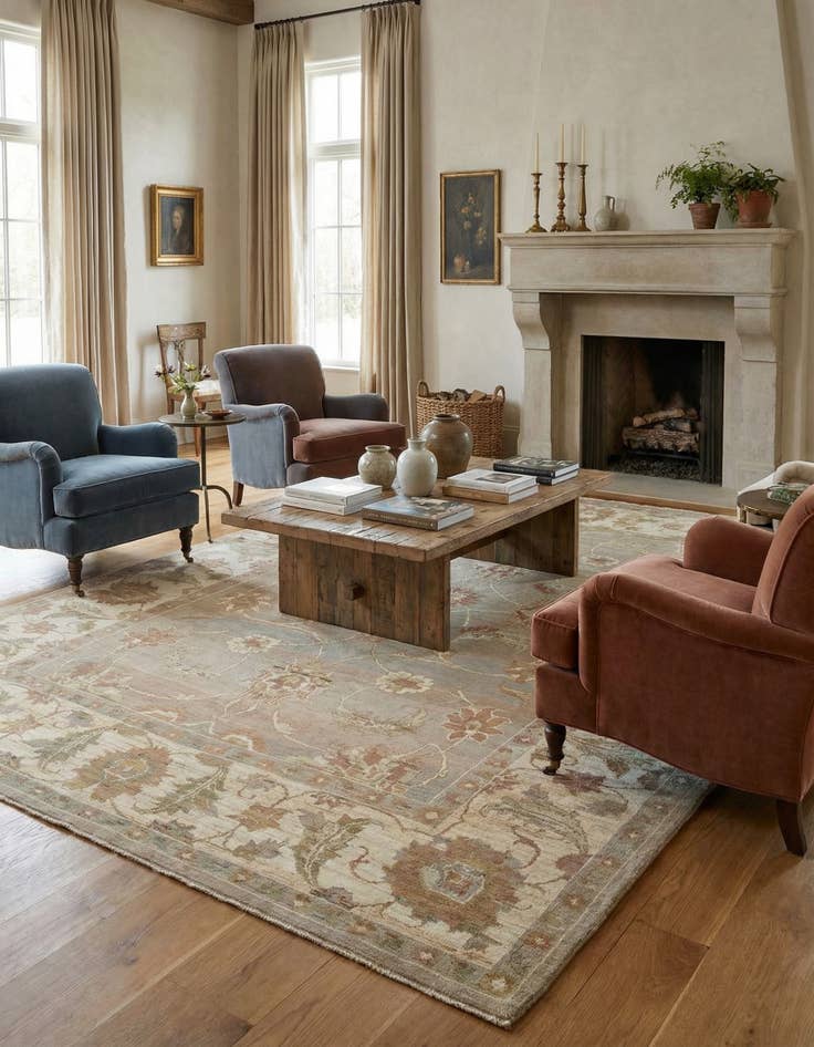 Detail image of 11' 5 x 15' 8 Hand Knotted Oushak Wool Rug