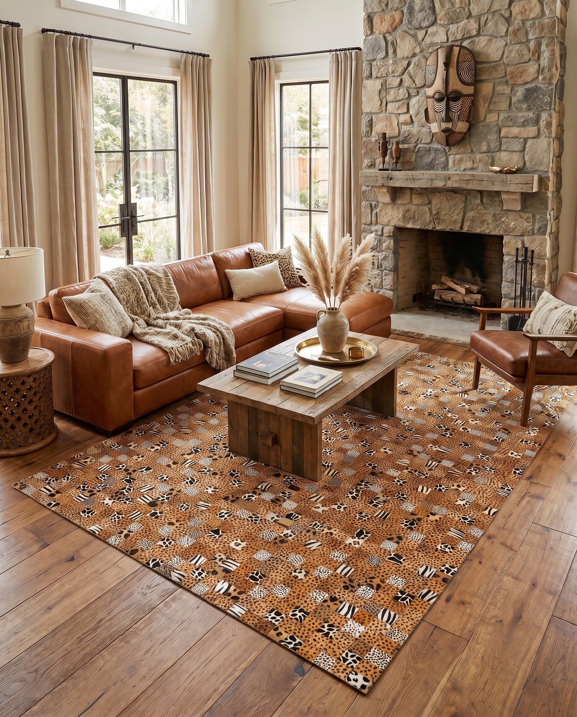 5' 1 x 8' Cowhide Leather Rug