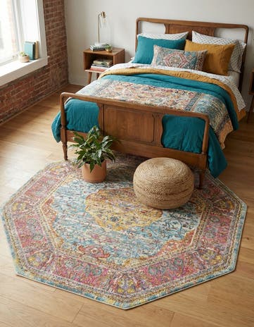 Light Blue Havana Octagon Rug