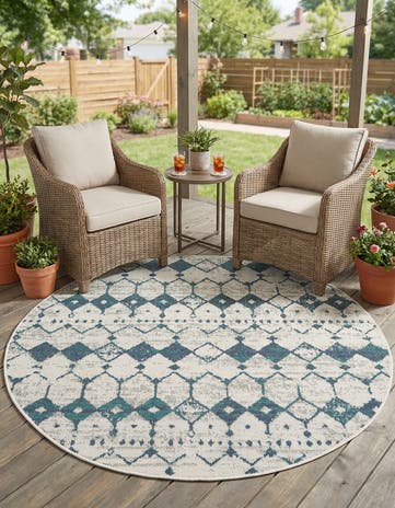 4' x 4' Easy-Clean Lattice Indoor / Outdoor Round Rug