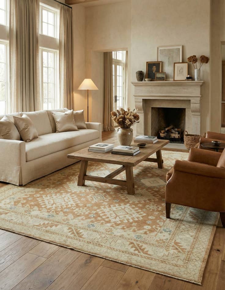 Detail image of 9' 6 x 12' 6  Hand Knotted Peshawar Ziegler Wool Rug