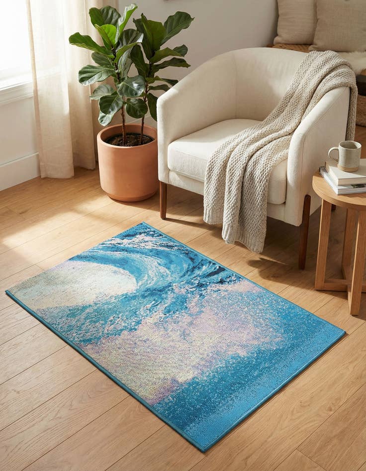 Detail image of 2' x 3' 1  Washable Modern Indoor / Outdoor Rug