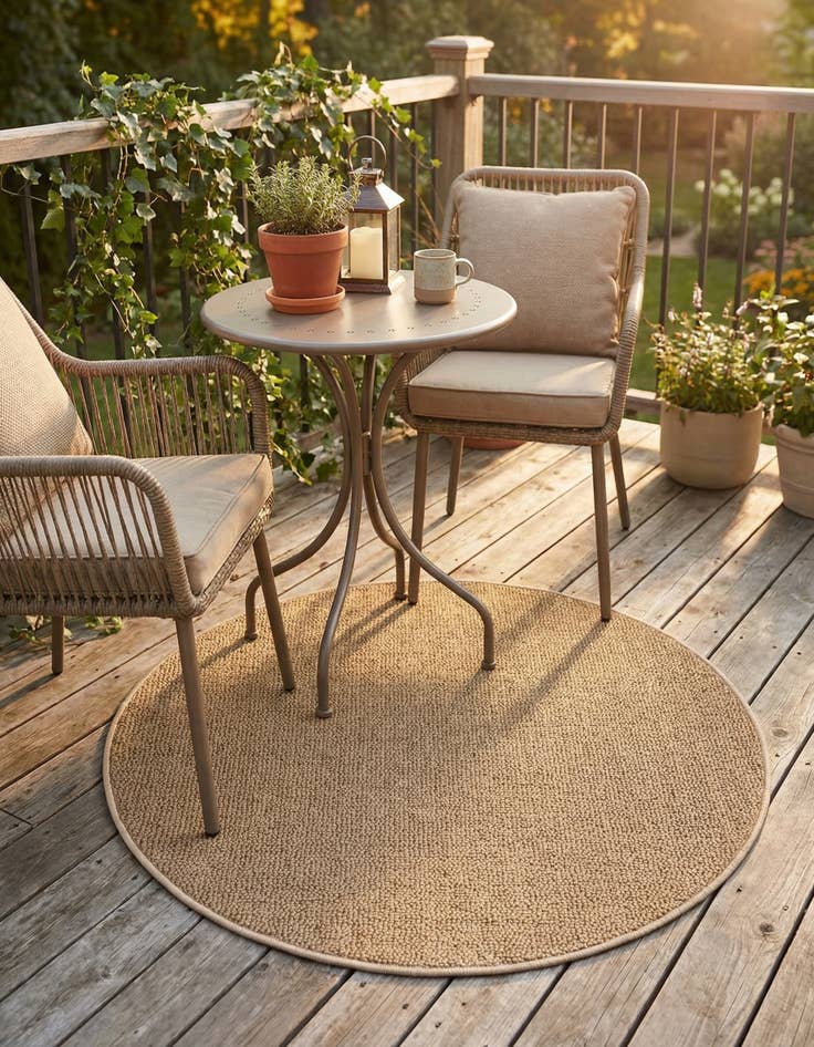 Detail image of 3' 1 x 3' 1  Washable Solid Indoor / Outdoor Round Rug