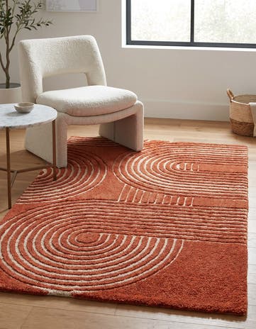 Orange Handtufted Wool Rug