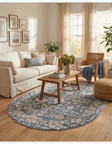 Blue Oregon Oval Rug