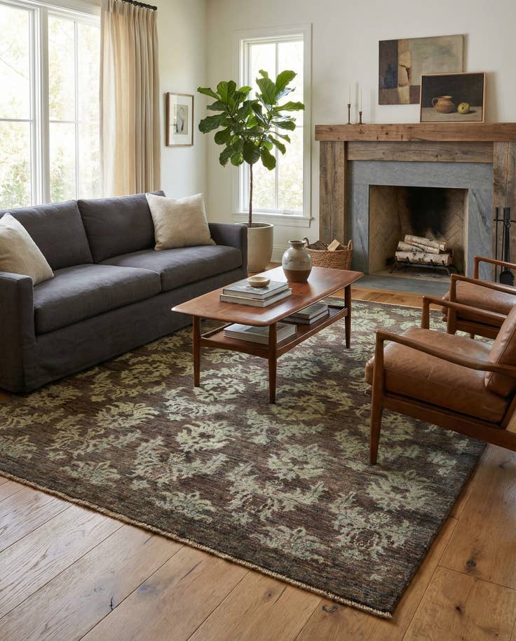 Detail image of 5' x 6' 4 Hand Knotted Modern Ziegler Rug