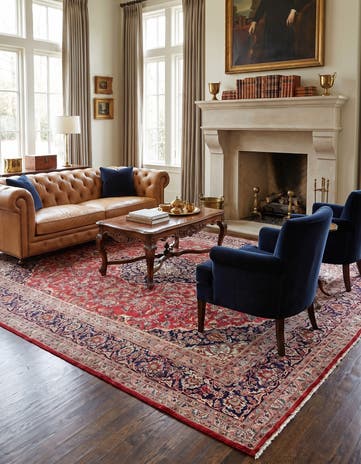 9' 6 x 12' 4 Hand Knotted Mashad Persian Wool Rug