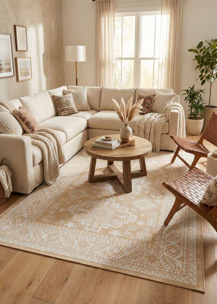 5' 3 x 8' Easy-Clean Aztec Indoor / Outdoor Rug
