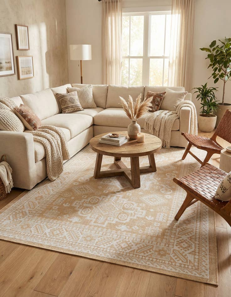 Detail image of 5' 3 x 8'  Washable Aztec Indoor / Outdoor Rug