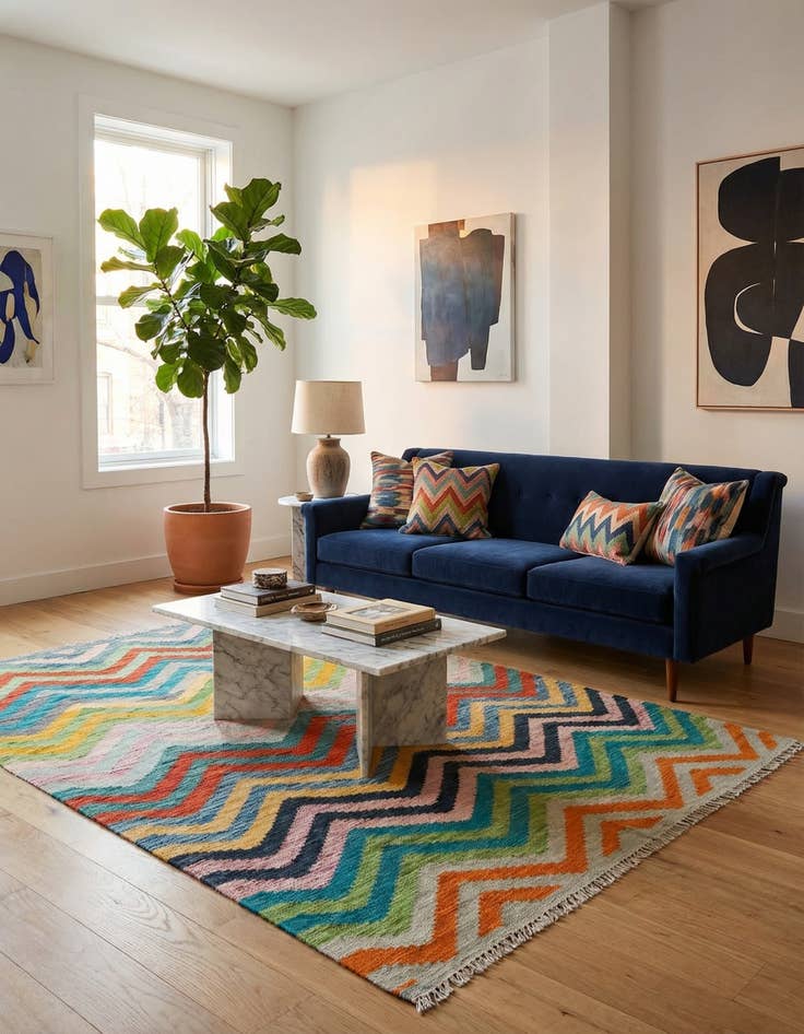 Detail image of 5' 9 x 7' 9  Hand Woven Kilim Modern Wool Rug