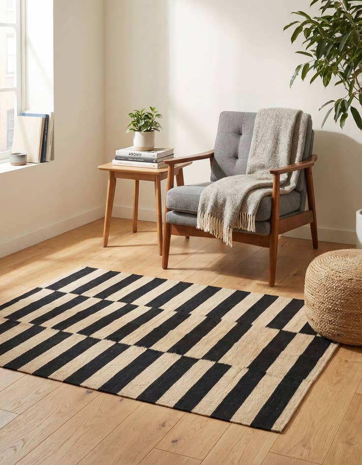 Detail image of 2' 7 x 3' 9  Hand Woven Kilim Modern Wool Rug