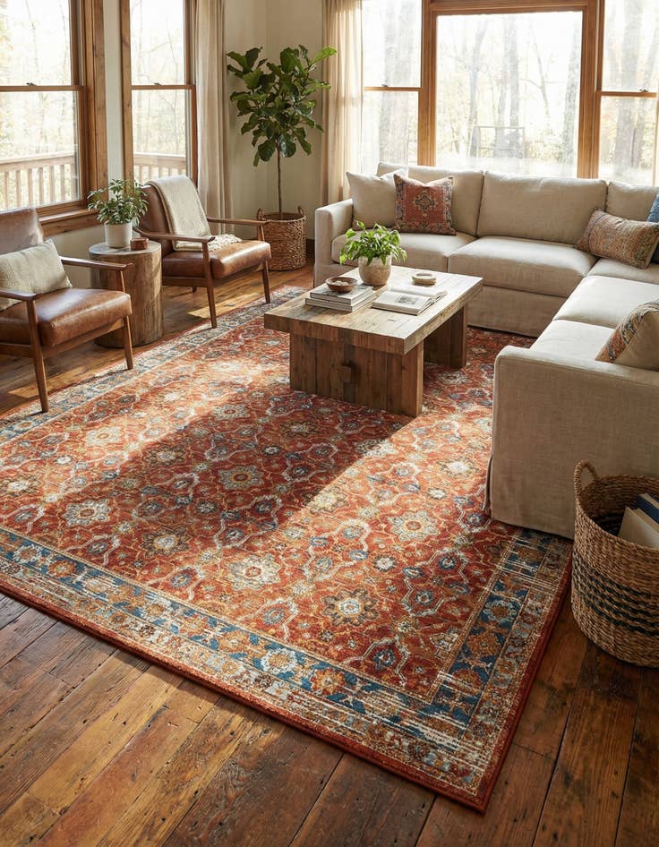 Detail image of 10' x 14'  Washable Traditional Indoor / Outdoor Rug