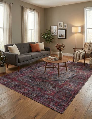 Red and Black Washable Mangata Rug