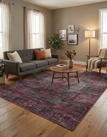 Red and Black Washable Mangata Rug