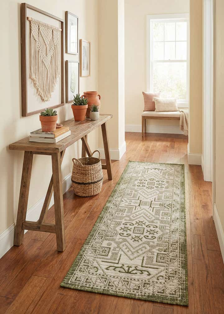2' x 6' Easy-Clean Aztec Indoor / Outdoor Runner Rug