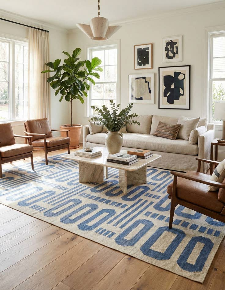 Detail image of 6' 7 x 9' 8  Hand Woven Kilim Modern Wool Rug