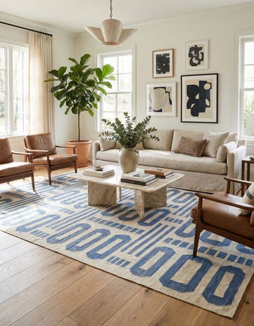 6' 7 x 9' 8 Hand Woven Kilim Modern Wool Rug