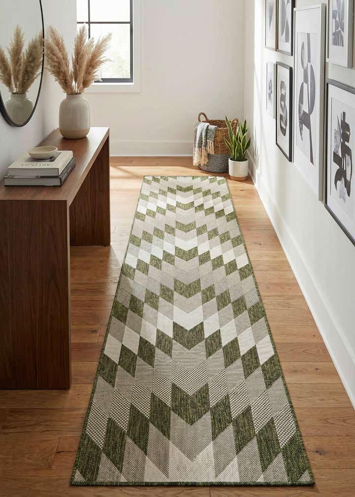2' 7 x 12' Easy-Clean Modern Indoor / Outdoor Runner Rug