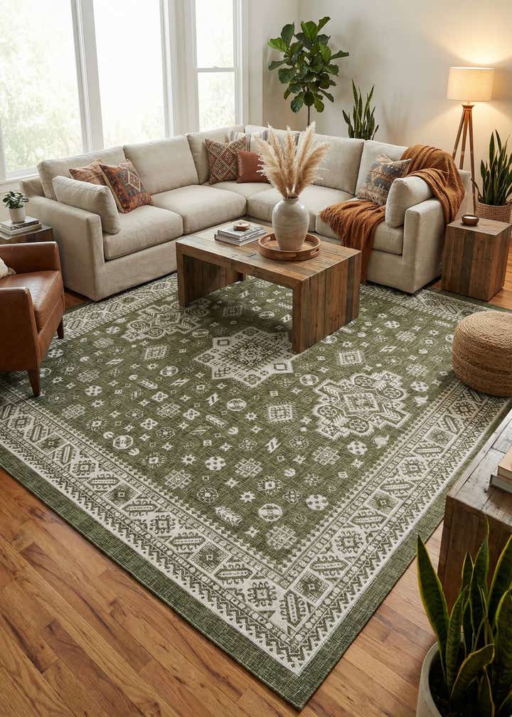 13' x 13' Easy-Clean Aztec Indoor / Outdoor Square Rug