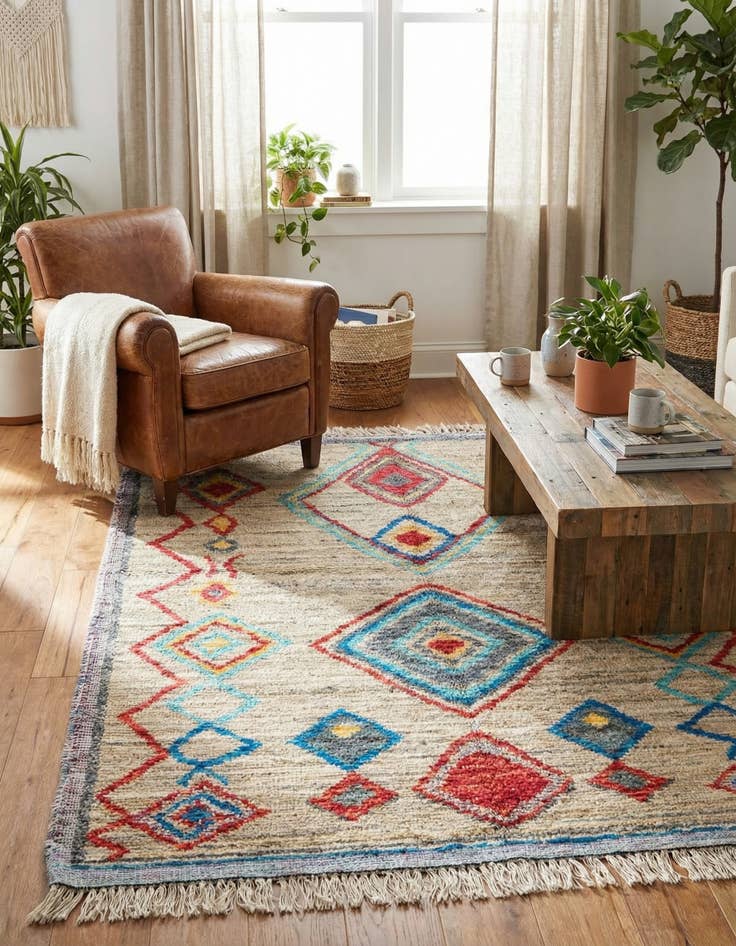 Detail image of 5' 3 x 7' 5  Hand Knotted Moroccan Wool Rug