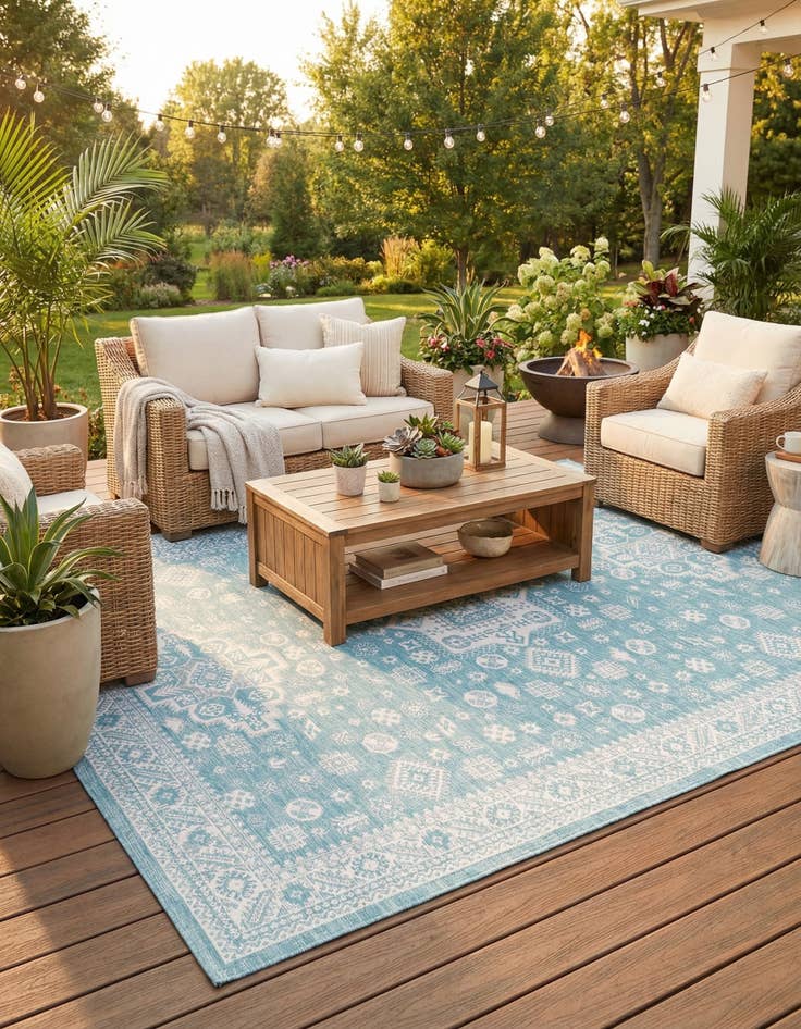 Detail image of 10' x 14'  Washable Aztec Indoor / Outdoor Rug