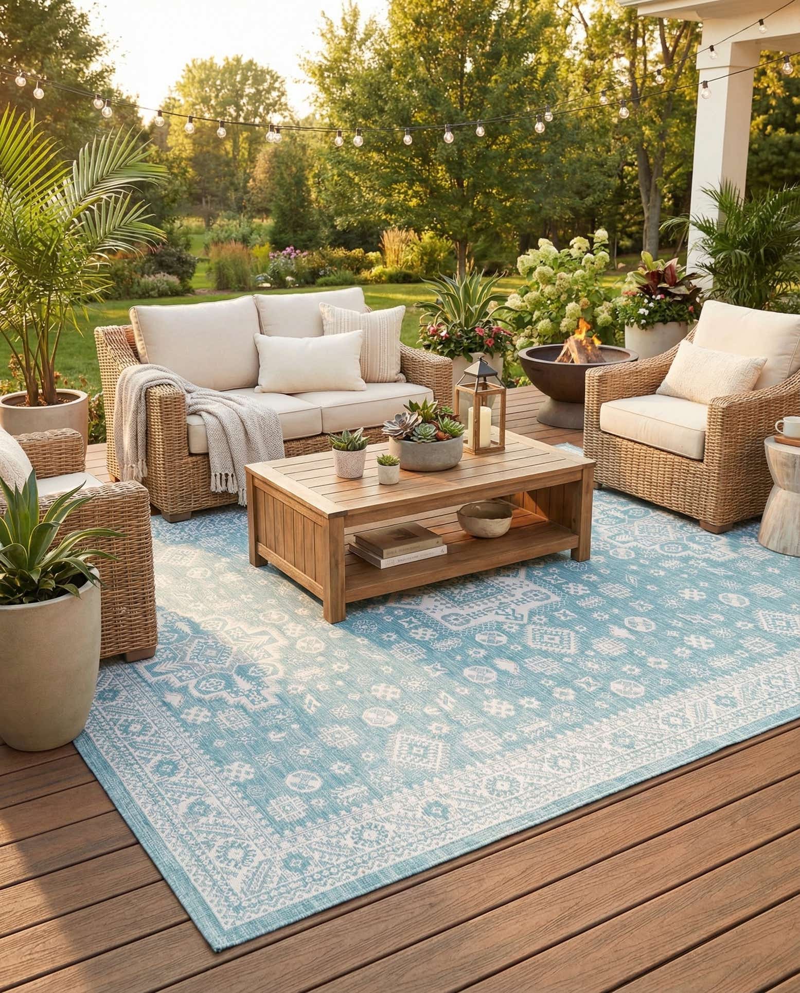 10' x 14' Easy-Clean Aztec Indoor / Outdoor Rug