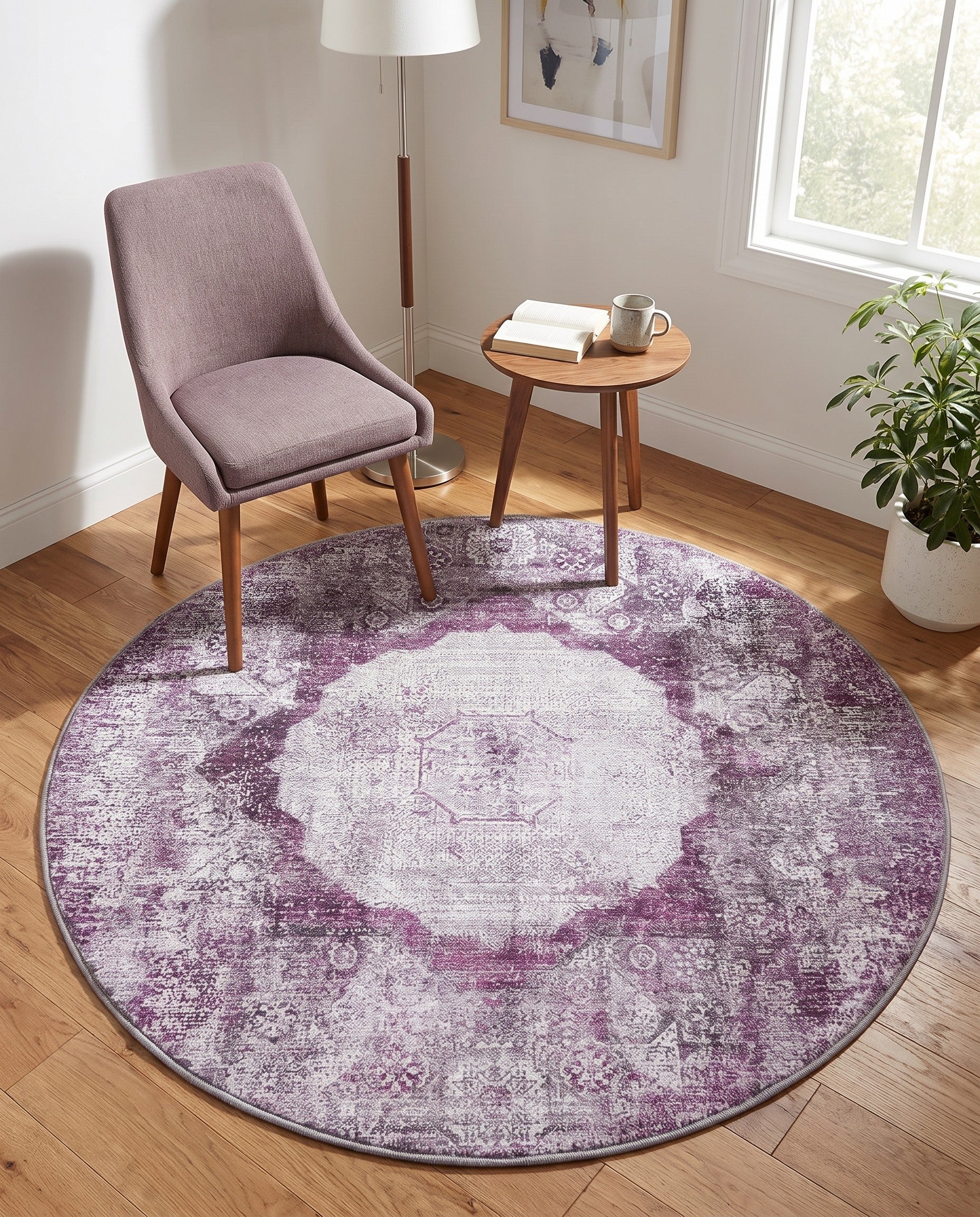 4' x 4' Washable Yara Round Rug