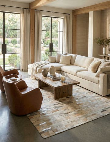 5' x 7' 10 Cowhide Leather Rug