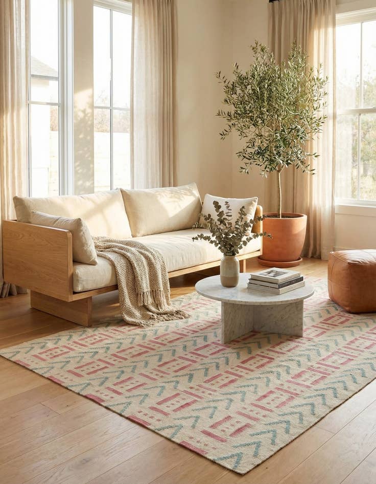 Detail image of 6' 1 x 7' 10  Hand Woven Kilim Modern Wool Rug