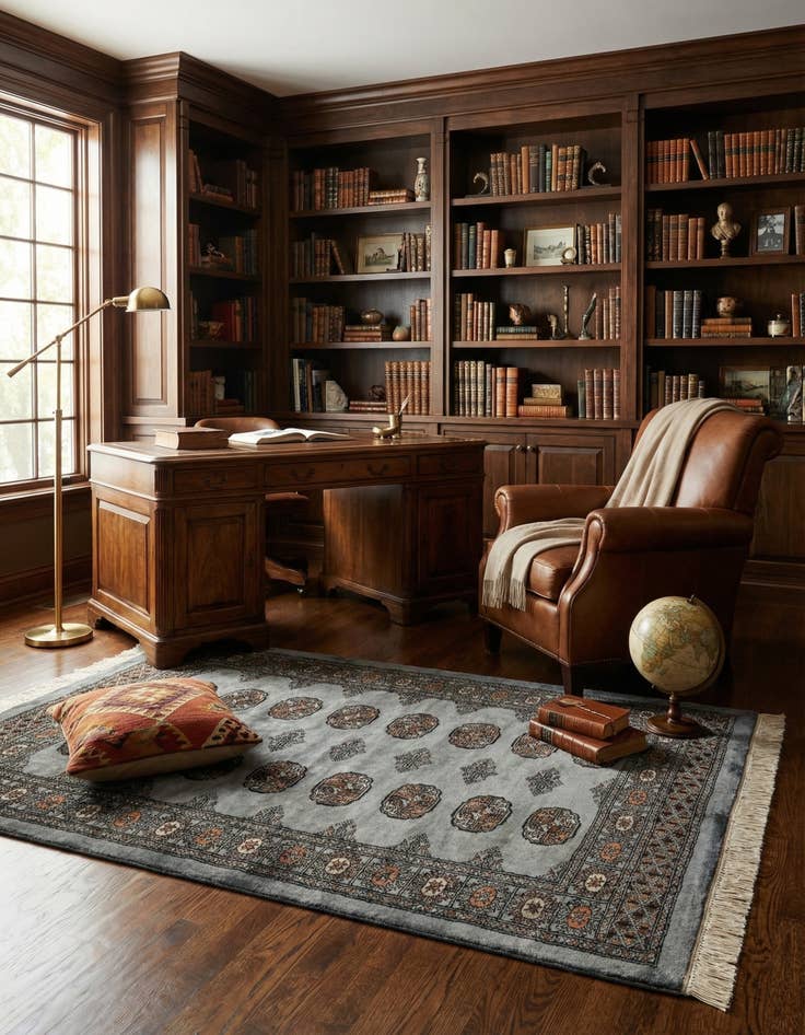 Detail image of  4' 3 x 6'  Hand Knotted Torkaman Persian Wool Rug